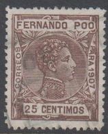 19O7. FERNANDO-POO. Alfons XIII 25 CENTIMOS  (Michel 154) - JF317929 - Fernando Poo
