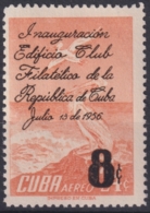 1956-370 CUBA REPUBLICA 1956 Ed.664 8c INAUGURACION CLUB FILATELICO AVES BIRD SURCHARGE NO GUM. - Unused Stamps