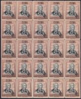 1956-377 CUBA REPUBLICA 1956 Ed.644-45 CENT SERVICIO POSTAL MORELL CAGIGAL SET BLOCK 25 ORIGINAL GUM MANCHAS. - Unused Stamps