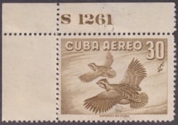 1956-379 CUBA REPUBLICA 1956 30c Ed.666A-53 AVES PAJAROS BIRD PLATE NUMBER NO GUM. - Unused Stamps