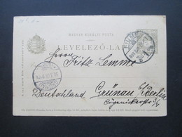 Ungarn 1908 Ganzsache Doppelkarte Mit Stempel Fiume Nach Grünau Bei Berlin Mit Ak Stempel Antwortkarte Ungebraucht - Brieven En Documenten