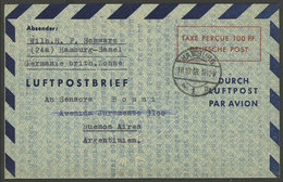 GERMANY: 18/OC/1948 Hamburg - Argentina, 100Pf. Aerogram, Excellent Quality! - Andere & Zonder Classificatie