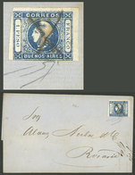 ARGENTINA: GJ.14, 1P. Blue, Clear Impression, Franking A Folded Cover Sent From Buenos Aires To Rosario On 30/AP/1860, W - Buenos Aires (1858-1864)