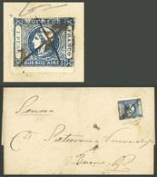ARGENTINA: GJ.17, 1P. Blue With Variety: ORKEOS" Instead Of "CORREOS", Franking A Folded Cover Dated 24/NO/1862 With Pen - Buenos Aires (1858-1864)