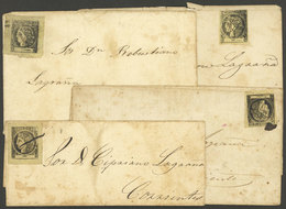ARGENTINA: GJ.3, Yellow, Ocher Or Lemon Yellow, 4 Examples Franking Folded Covers Sent To Corrientes (Lagrana Archive) W - Corrientes (1856-1880)