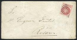 ARGENTINA: GJ.12, 5c. Carmine-rose Without Accent, Semi-worn Plate, Very Nice Example Of Ample Margins Franking A Cover  - Buenos Aires (1858-1864)
