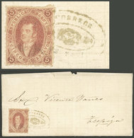 ARGENTINA: VERY LATE USE And Rare Cancel: GJ.19, 1st Printing, Franking An Entire Letter Datelined "Cerrito 30/AP/1870"  - Cartas & Documentos