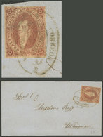 ARGENTINA: GJ.20, 3rd Printing, Franking A Folded Cover To Tucumán, With Rococo Cancel Of SALTA (+100%), Very Nice! - Cartas & Documentos