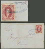 ARGENTINA: GJ.25, Fantastic Example Of 4th Printing IMPERFORATE At Top, Franking A Folded Cover Dated 15/MAR/1866 With C - Brieven En Documenten