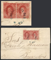 ARGENTINA: GJ.25, Beautiful Pair From 4th Printing, With All Its Perforation Complete, Plate Lightly Dirty, Franking A F - Cartas & Documentos