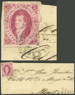 ARGENTINA: GJ.33, 7th Printing Perforated, Fantastic Example PERFORATED ALL AROUND (very Rare), Franking A Front Of Fold - Storia Postale
