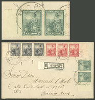 ARGENTINA: GREAT RARITY: GJ.227PV, 15c. Seated Liberty In Pair IMPERFORATE VERTICALLY + Strips Of 3 Of Values 2c. And 5c - Andere & Zonder Classificatie