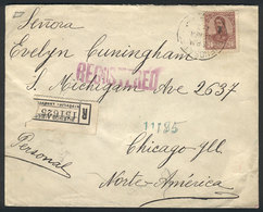 ARGENTINA: GJ.297, 24c. San Martín In Oval, Franking ALONE A Registered Cover Sent To USA On 15/AP/1913, VF Quality! - Other & Unclassified