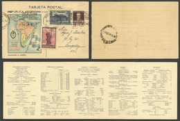 ARGENTINA: GJ.TAR-65, 1934 Double Postal Card Of 4c. San Martín With Map Of South America And Inside Statistics (census, - Sonstige & Ohne Zuordnung