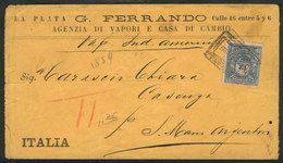 ARGENTINA: Cover With Nice Corner Card Of "Agenzia Di Vapori E Casa Di Cambio - G. Ferrando", Franked With 12c. (GJ.79A) - Sonstige & Ohne Zuordnung