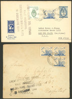 ARGENTINA: 15/DE/1944 Buenos Aires - Mar Del Plata, Couple Of Covers Of LADE First Flights (both Ways), Interesting! - Otros & Sin Clasificación