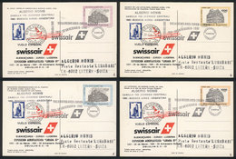 ARGENTINA: 25/MAR/1981 Buenos Aires - Zurich - Luzern, Swissair Special Flight To LURABA 81 Exhibition, Set Of 4 Postal  - Otros & Sin Clasificación