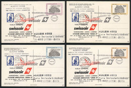 ARGENTINA: 25/MAR/1981 Buenos Aires - Zurich - Luzern, Swissair Special Flight To LURABA 81 Exhibition, Set Of 4 Postal  - Autres & Non Classés