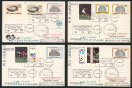 ARGENTINA: 11/JUN/1982 Buenos Aires - Barcelona, Special Flight To The Spain 82 Football World Cup, Set Of 4 Postal Card - Autres & Non Classés