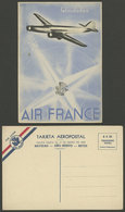 ARGENTINA: New Year Greeting Postcard Of AIR FRANCE For 1937/8, Unused, Excellent Quality, Rare! - Argentina
