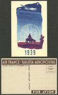 ARGENTINA: New Year Greeting Postcard Of AIR FRANCE For 1938/9, Unused, Excellent Quality, Rare! - Argentina