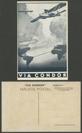 ARGENTINA: New Year Greeting Postcard Of CONDOR Airline For 1935/6, Unused, Excellent Quality, Rare! - Argentina