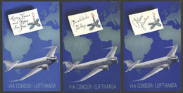 ARGENTINA: 3 New Year Greeting Postcards Of CONDOR-LUFTHANSA For 1938/9, With Greetings In English, German And Spanish,  - Argentine