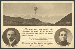 ARGENTINA: PC Commemorating The Balloon Flight Over The Andes, By Bradley & Zuloaga (1916), Ed. Peuser,unused, VF Qualit - Argentina