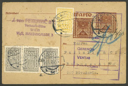 AUSTRIA: INFLATION POSTAGE: Postal Card Of 50+50Kr. + Additional Postage (total 900Kr.) Sent To Argentina On 18/JA/1923, - Altri & Non Classificati