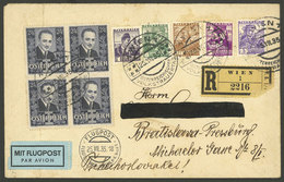 AUSTRIA: Registered Airmail Cover Sent From Wien To Czechoslovakia On 25/JUL/1935, Handsome Franking, VF Quality! - Sonstige & Ohne Zuordnung