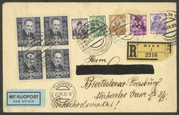 AUSTRIA: Registered Airmail Cover Sent From Wien To Czechoslovakia On 25/JUL/1935, Handsome Franking, VF Quality! - Andere & Zonder Classificatie