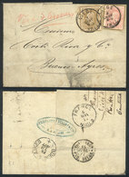 BELGIUM: 4/JA/1877 LIÉGE - Argentina: Folded Cover Franked With Sc.35 + 37 (Leopold II 25c. Olive + 40c. Rose), Datestam - Otros & Sin Clasificación