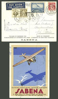 BELGIUM: 1/JUN/1933 First Night Flight Bruxelles - Paris, Special Postcard With Arrival Backstamp, VF! - Andere & Zonder Classificatie