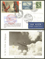 BELGIUM: 1/JUL/1934 Aviation Meeting Of Anvers, Postcard + Cinderella And Special Cancels, Flown By DLH To Berlin, Very  - Otros & Sin Clasificación