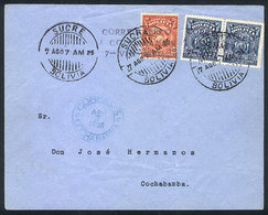 BOLIVIA: 7/AU/1925 Sucre - Cochabamba First Airmail (Mü.5a), Cover Of Very Fine Quality With Special Cancel Of The Fligh - Bolivia