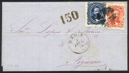 BRAZIL: 9/AP/1872 BAHIA-FIGUEIRA: Entire Letter Franked By Sc.53 + 56, Excellent! - Otros & Sin Clasificación