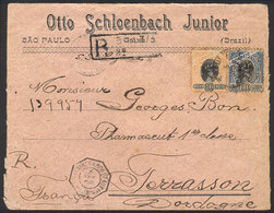 BRAZIL: Registered Cover Sent From Sao Paulo To France On 5/NO/1898, Franked With 700Rs., Interesting Postal Markings, V - Otros & Sin Clasificación