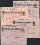 BRAZIL: 4 Lettercards Of 200Rs. Sent From SILVEIRA LOBO (Minas) To Leopoldina Between 1902 And 1906, Very Nice! - Altri & Non Classificati