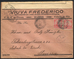 BRAZIL: Cover Sent From QUATIS To Switzerland On 19/OC/1916 Franked With 200Rs., And French Censor Mark Applied In Trans - Sonstige & Ohne Zuordnung