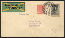 BRAZIL: Airmail Cover Sent Via CONDOR From Rio De Janeiro To Rio Grande On 24/JA/1930, Franked With 2,000Rs. Victor Kond - Otros & Sin Clasificación