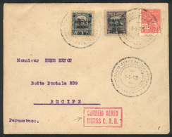 BRAZIL: 1/MAY/1930 Natal - Recife, First Flight By C.A.B., With Special Cancels, And Arrival Backstamps, VF Quality! - Other & Unclassified