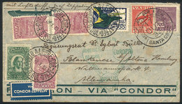 BRAZIL: VARIG - ZEPPELIN Combination: Cover Sent From Santa Cruz To Porto Alegre On 17/OC/1933 And From There To Hamburg - Altri & Non Classificati