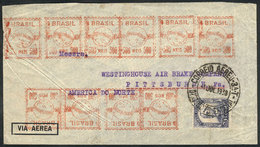 BRAZIL: Airmail Cover Sent From Rio To USA On 1/JUL/1938, With A Spectacular Combination Of Multiple Meter Postages And  - Other & Unclassified