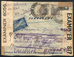 BRAZIL: Airmail Cover Sent From Rio To France On 6/JUN/1942, Forwarded Several Times And With Double Censorship, Rare! - Other & Unclassified