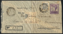 BRAZIL: Cover For Declared Values Sent From Presidente Getulio To Florianopolis On 15/MAR/1946, Interesting! - Otros & Sin Clasificación