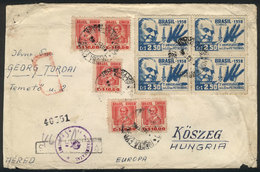 BRAZIL: Registered Cover Sent From Petropolis To Hungary On 28/OC/1958 With Interesting Postage Of 60Cr. Along Several H - Autres & Non Classés