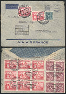 CZECHOSLOVAKIA: 27/SE/1935 Liberec - Argentina, Airmail Cover Sent By Air France With Spectacular Franking, Part Of Back - Autres & Non Classés