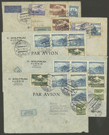 CZECHOSLOVAKIA: 1936/38 5 Airmail Covers Sent To Argentina By Air France, Almost All With Paris Transit Backstamps, Very - Sonstige & Ohne Zuordnung