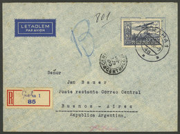 CZECHOSLOVAKIA: 3/SE/1936 Praha - Argentina By Air France, Registered Airmail Cover Franked With 20Kc. (Sc.C17 ALONE), W - Other & Unclassified