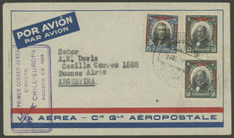 CHILE: 15/AU/1929 Santiago - Buenos Aires, First Flight Of C.G.Aeropostale Chile-Europe, Cover Of The Buenos Aires Leg,  - Cile